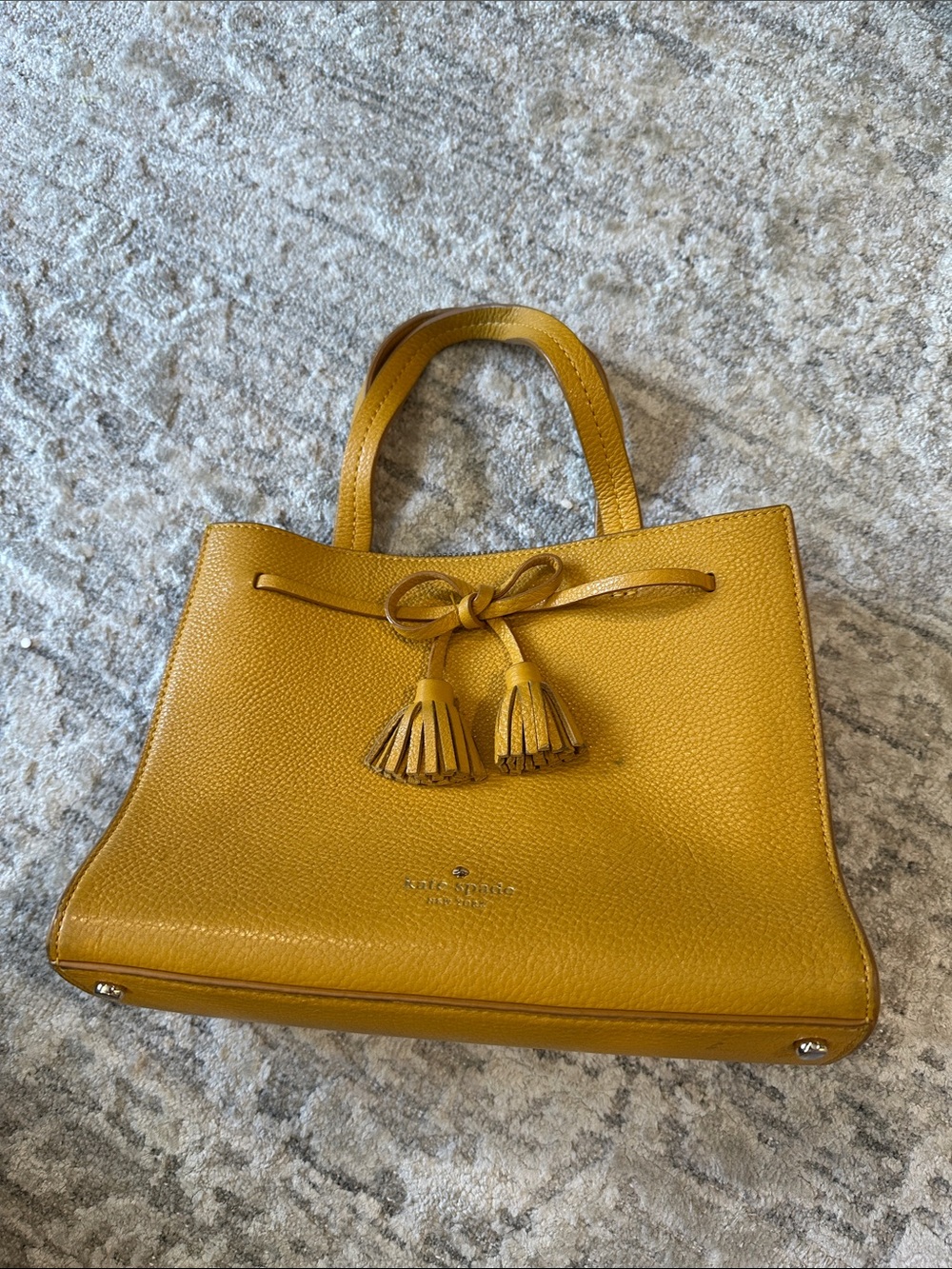 kate spade mustard leather tote with tassel accents